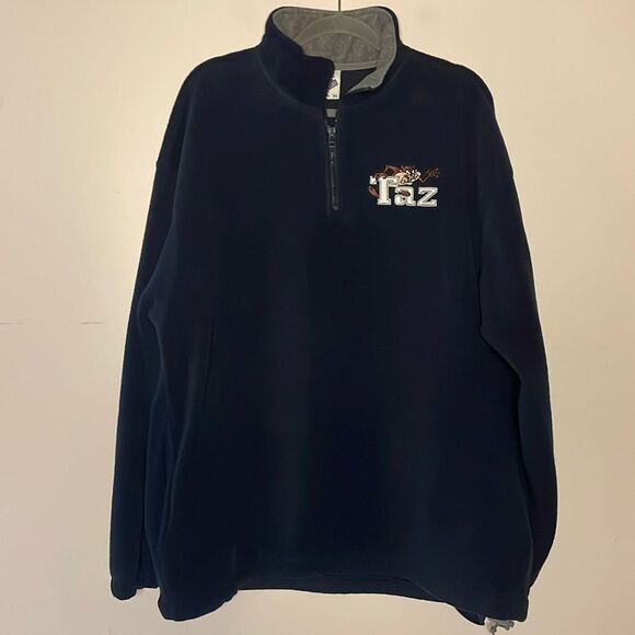 Warner Bros- Tazmanian Devil Logo Embroidered 1/4 Zip Fleece Pullover- Size XL - Picture 1 of 7